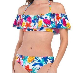 🆕️Bleu Rod Beattie place in the sun Off The Shoulder 2 Piece Swimsuit Size 6